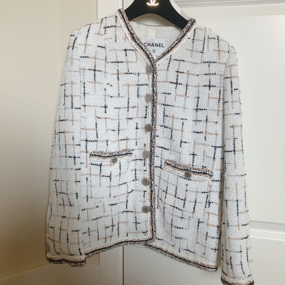 Chanel white tweed jacket
